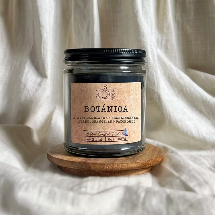hidden crystal candle frankincense myrrh orange patchouli all natural clean fragrance
