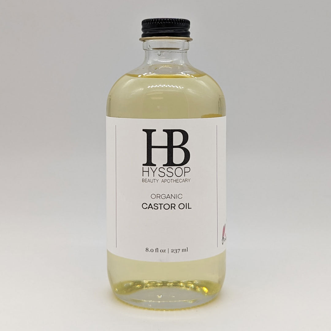 organic castor oil Ricinus Communis in glass bottle scalp care skin care hair care