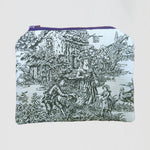 Toile Makeup Bag Cosmetic Bag Small Tote Black and White Cotton Canvas