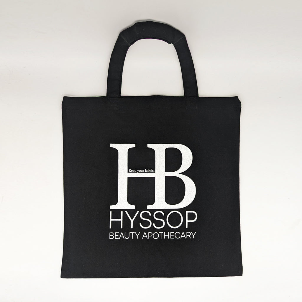 Hyssop Beauty Apothecary Canvas Tote Reusable Sustainable Cotton Canvas Black Tote