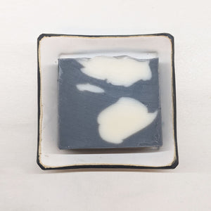 Handcrafted Ceramic Soap Dish - Matte White Black Rim