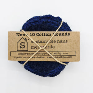 sustainable haus Reusable Cotton Rounds (10) - navy blue